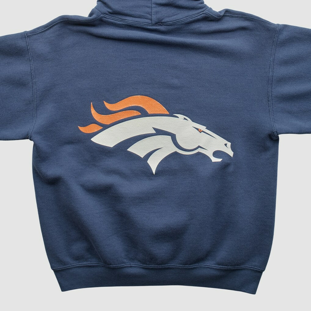 Denver Broncos 2000s Hooded Pullover Sweatshirt - Navy Vintage discount