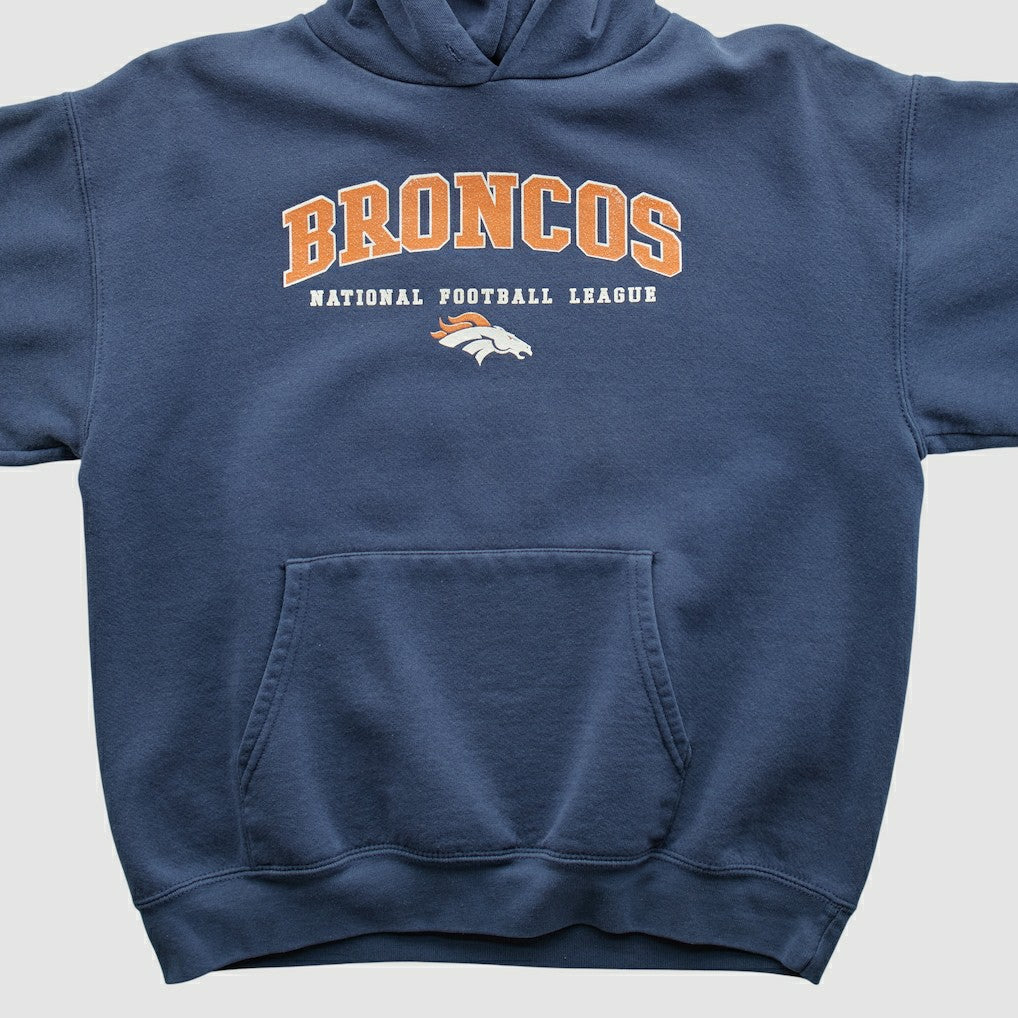 Denver Broncos 2000s Hooded Pullover Sweatshirt - Navy Vintage discount