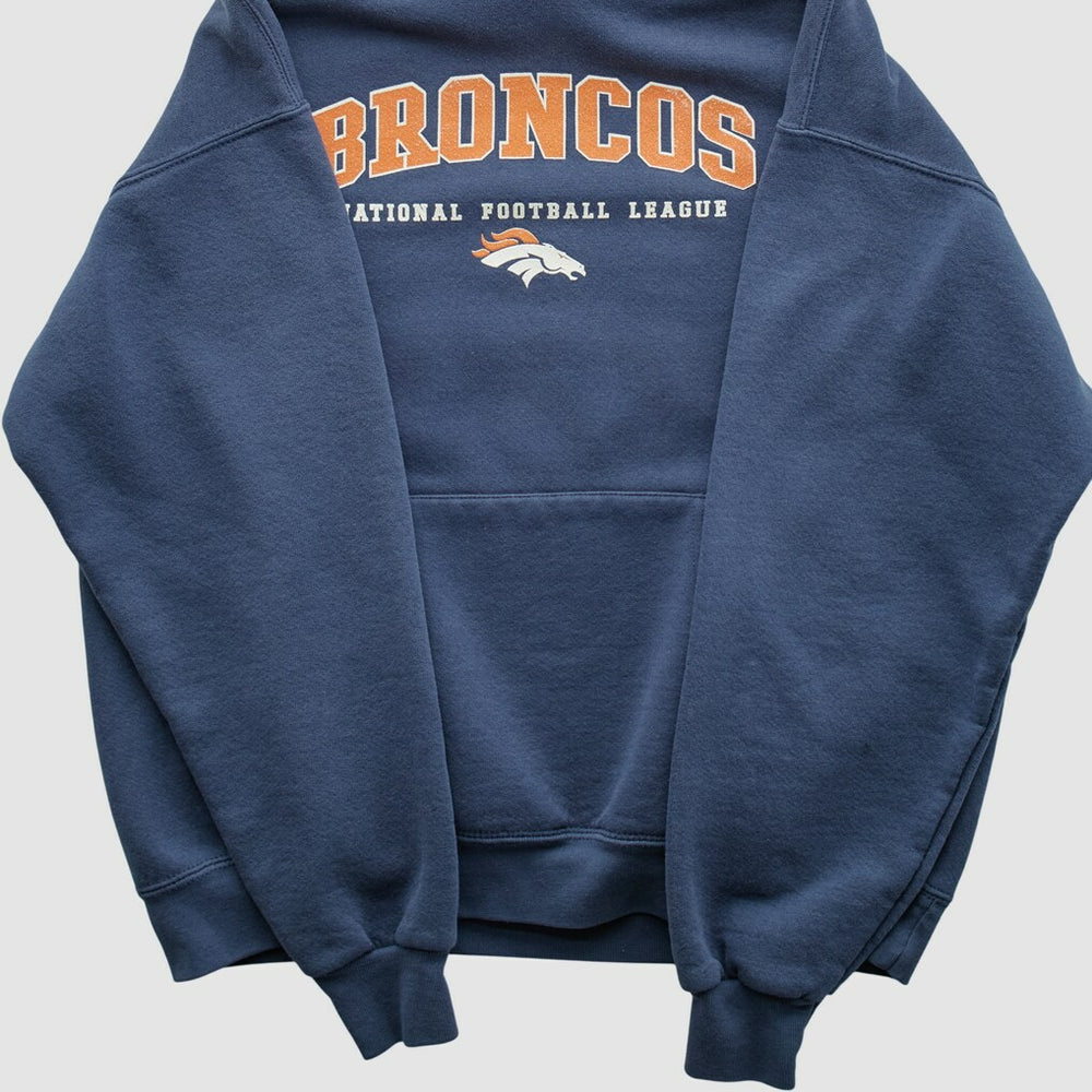 Denver Broncos 2000s Hooded Pullover Sweatshirt - Navy Vintage discount
