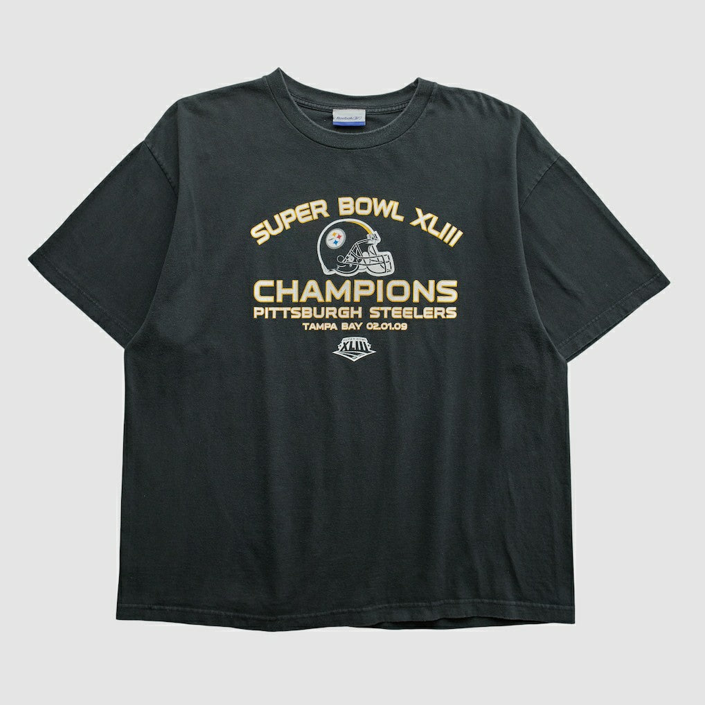 Super Bowl XLIII Reebok 2009 T-shirt - Black Vintage sale