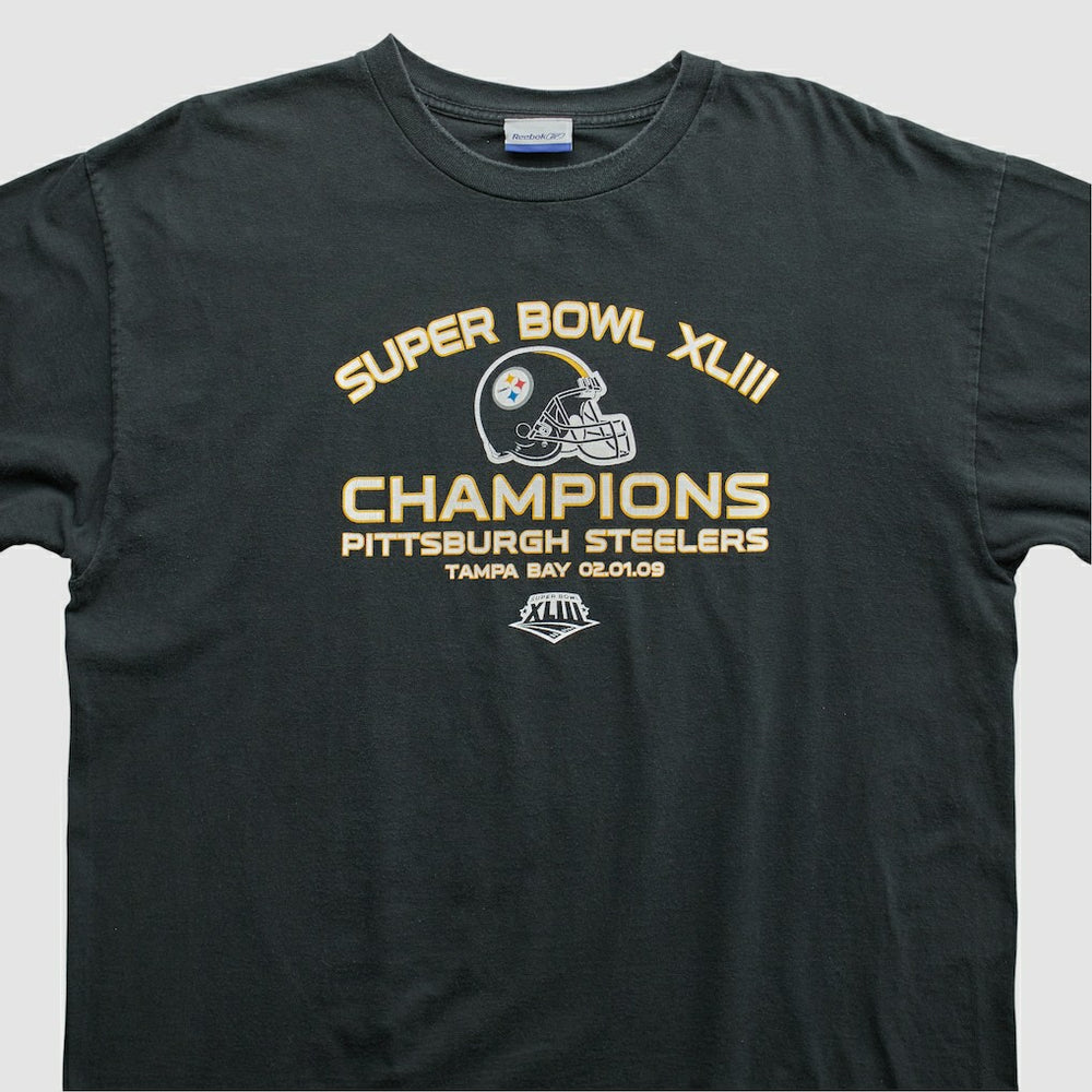 Super Bowl XLIII Reebok 2009 T-shirt - Black Vintage sale