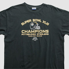Super Bowl XLIII Reebok 2009 T-shirt - Black Vintage sale