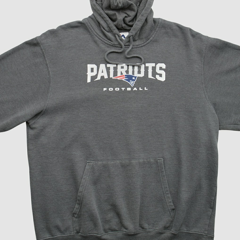 New England Patriots Majestic 2010s Hooded Pullover Sweatshirt - Charcoal Vintage sale