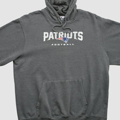 New England Patriots Majestic 2010s Hooded Pullover Sweatshirt - Charcoal Vintage sale