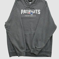New England Patriots Majestic 2010s Hooded Pullover Sweatshirt - Charcoal Vintage sale