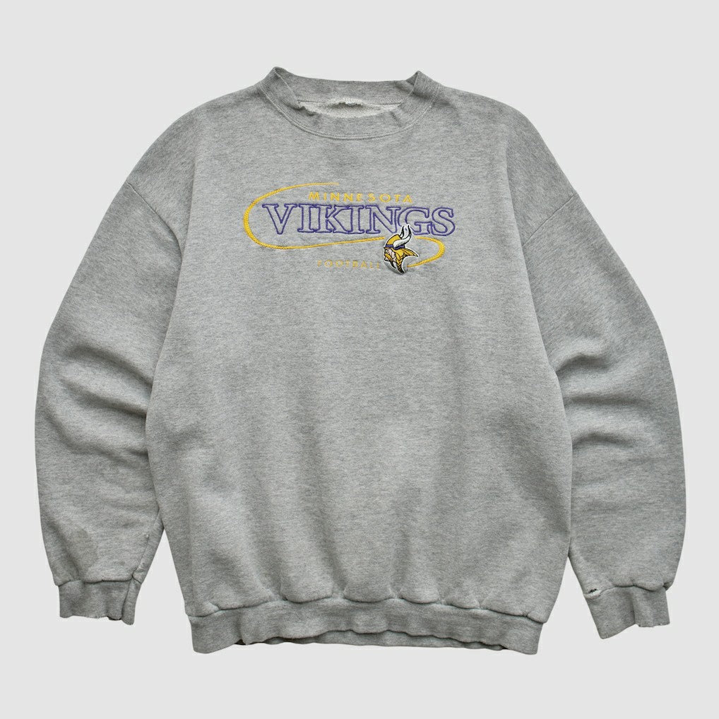 Minnesota Vikings 90s Pullover Sweatshirt - Heather Gray Vintage cheap