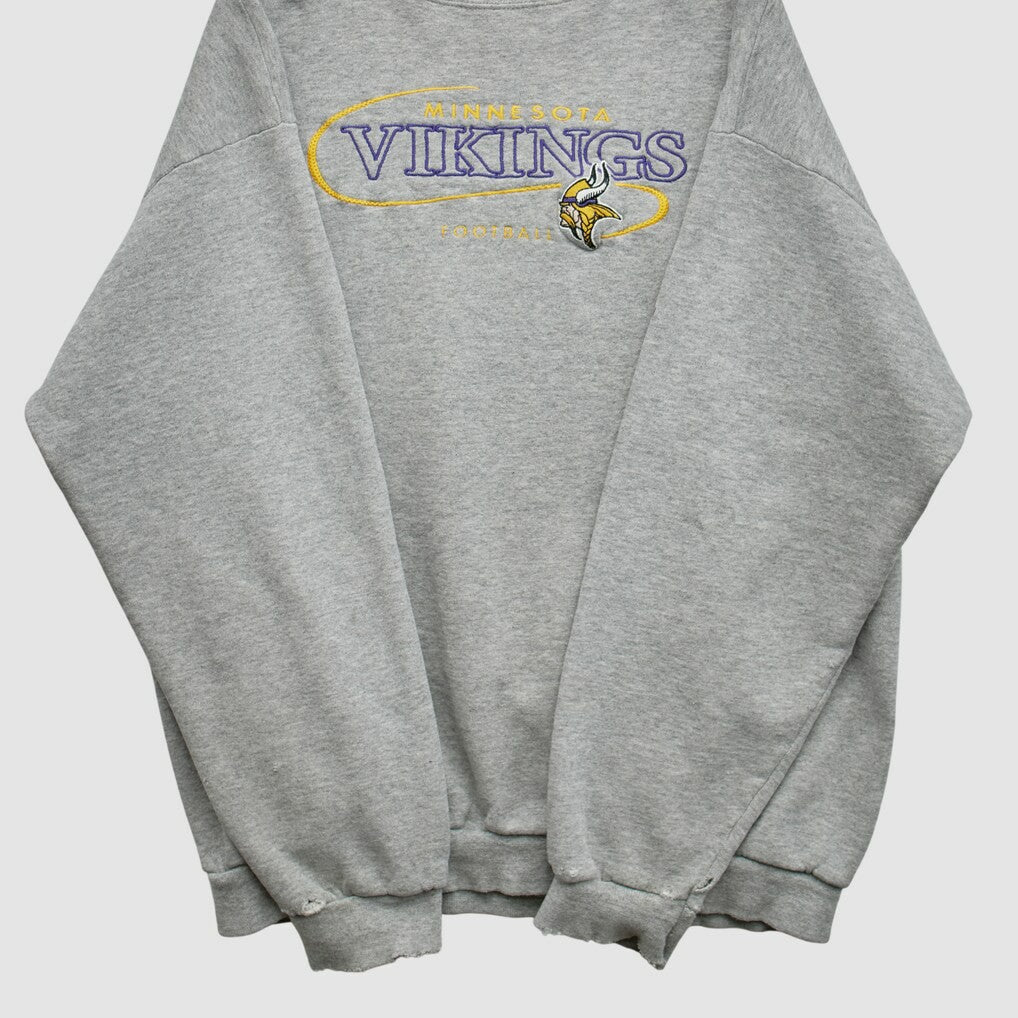 Minnesota Vikings 90s Pullover Sweatshirt - Heather Gray Vintage cheap