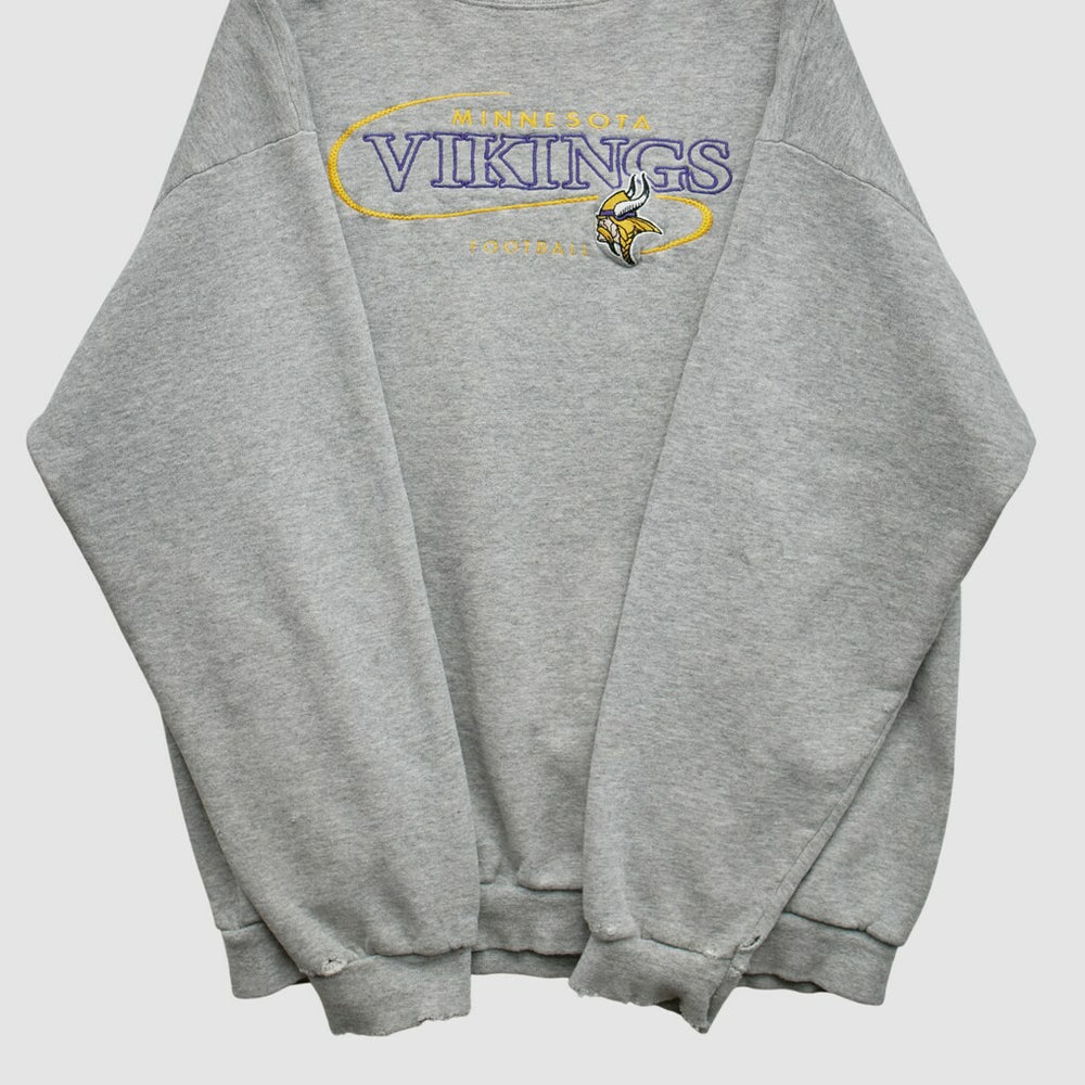 Minnesota Vikings 90s Pullover Sweatshirt - Heather Gray Vintage cheap