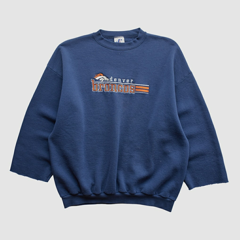 Denver Broncos Logo Athletic 90s Pullover Sweatshirt - Navy Vintage sale