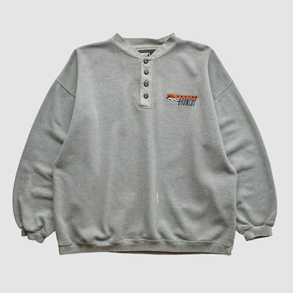 Denver Broncos Starter 90s Pullover Sweatshirt - Heather Gray Vintage outlet