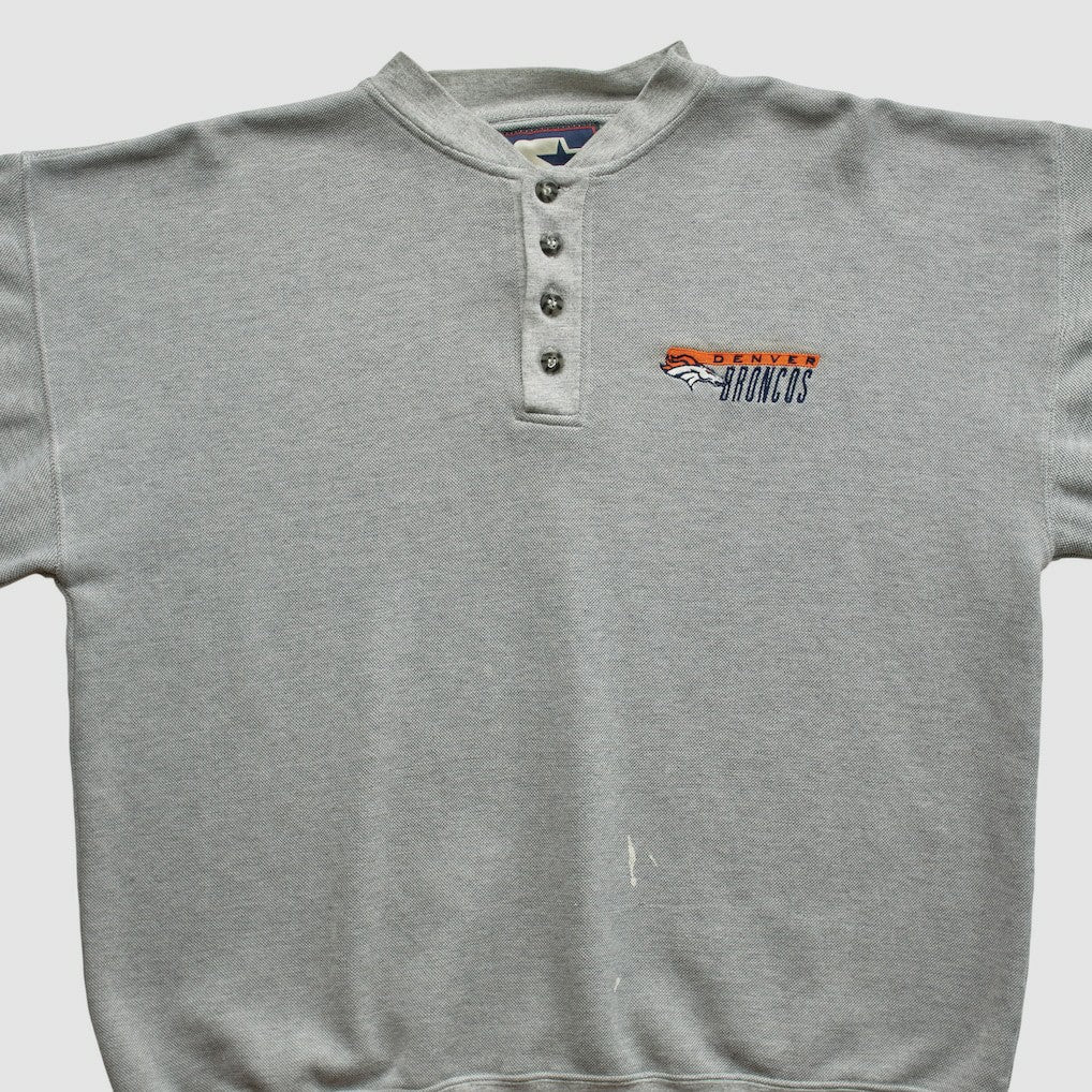 Denver Broncos Starter 90s Pullover Sweatshirt - Heather Gray Vintage outlet