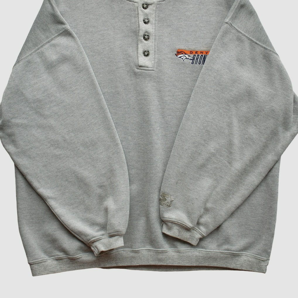 Denver Broncos Starter 90s Pullover Sweatshirt - Heather Gray Vintage outlet