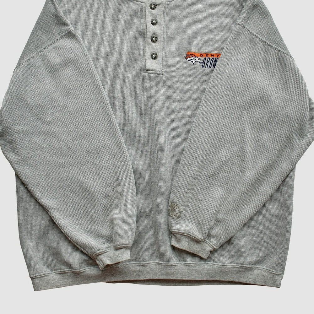 Denver Broncos Starter 90s Pullover Sweatshirt - Heather Gray Vintage outlet