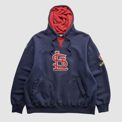 St. Louis Cardinals Majestic 2000s Hooded Pullover Sweatshirt - Navy Vintage