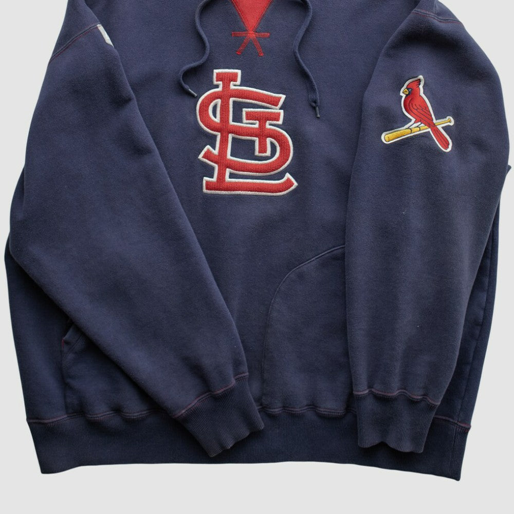 St. Louis Cardinals Majestic 2000s Hooded Pullover Sweatshirt - Navy Vintage