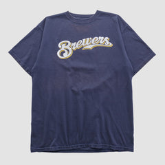 Milwaukee Brewers Majestic 2000s T-shirt - Navy Vintage