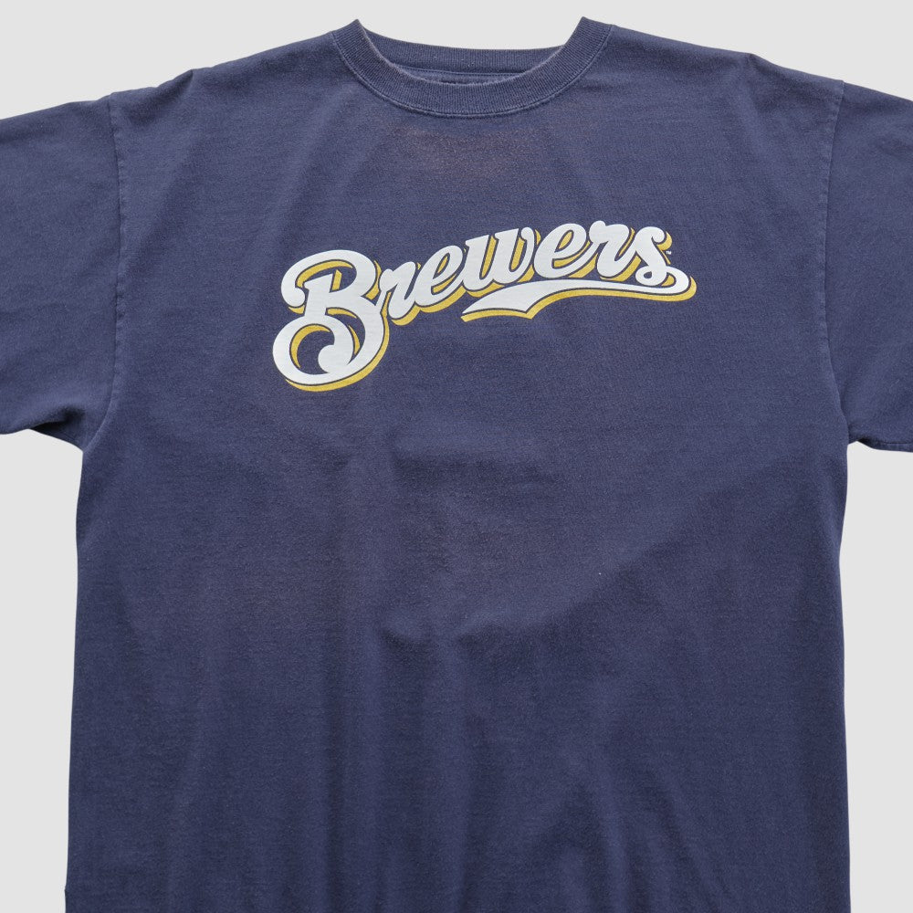 Milwaukee Brewers Majestic 2000s T-shirt - Navy Vintage