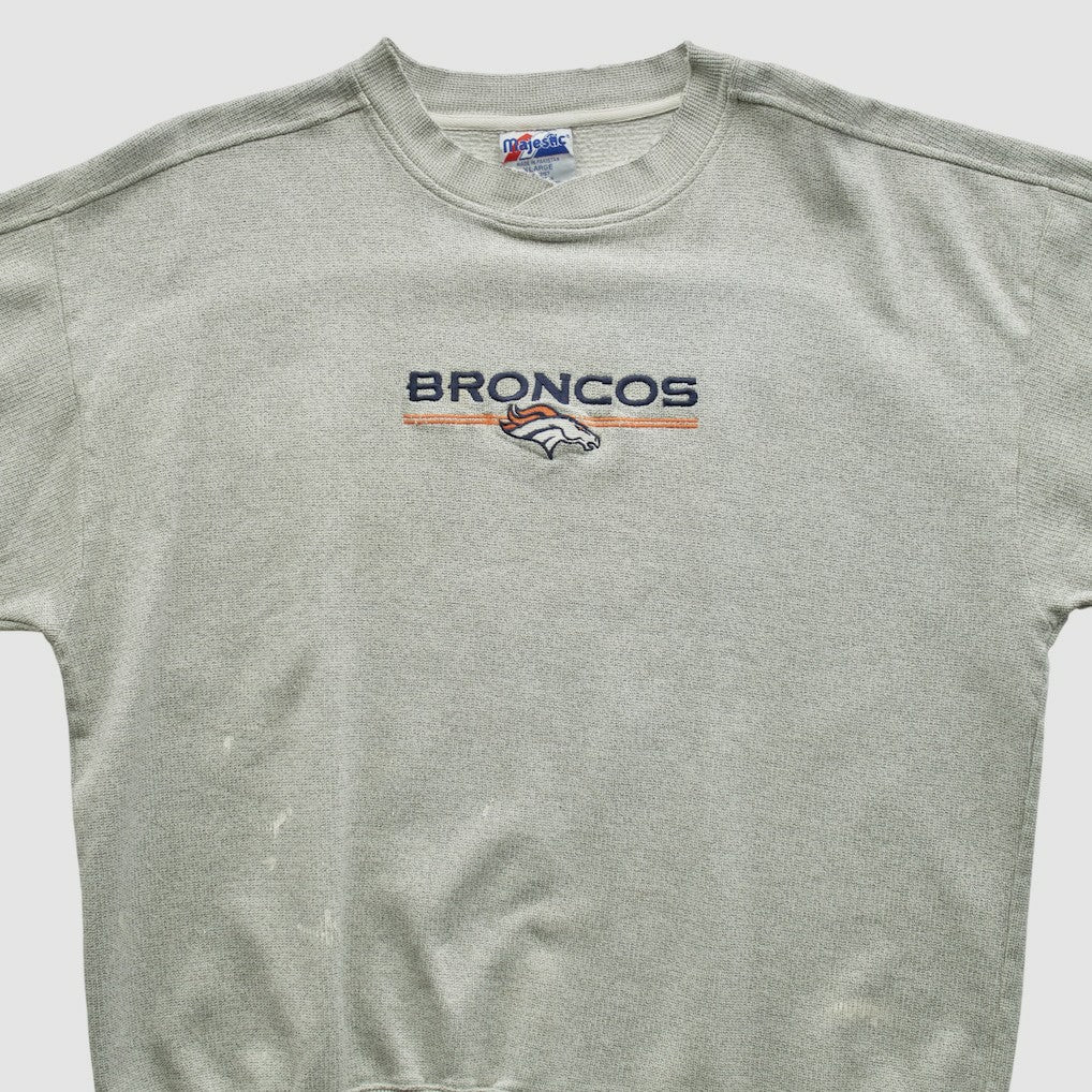 Denver Broncos Majestic 2000s Pullover Sweatshirt - Heather Gray Vintage online