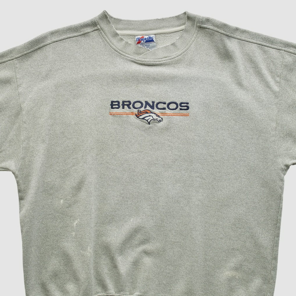 Denver Broncos Majestic 2000s Pullover Sweatshirt - Heather Gray Vintage online