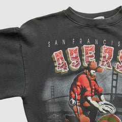 San Francisco 49ers All Out Fan 90s Pullover Sweatshirt - Black Vintage discount