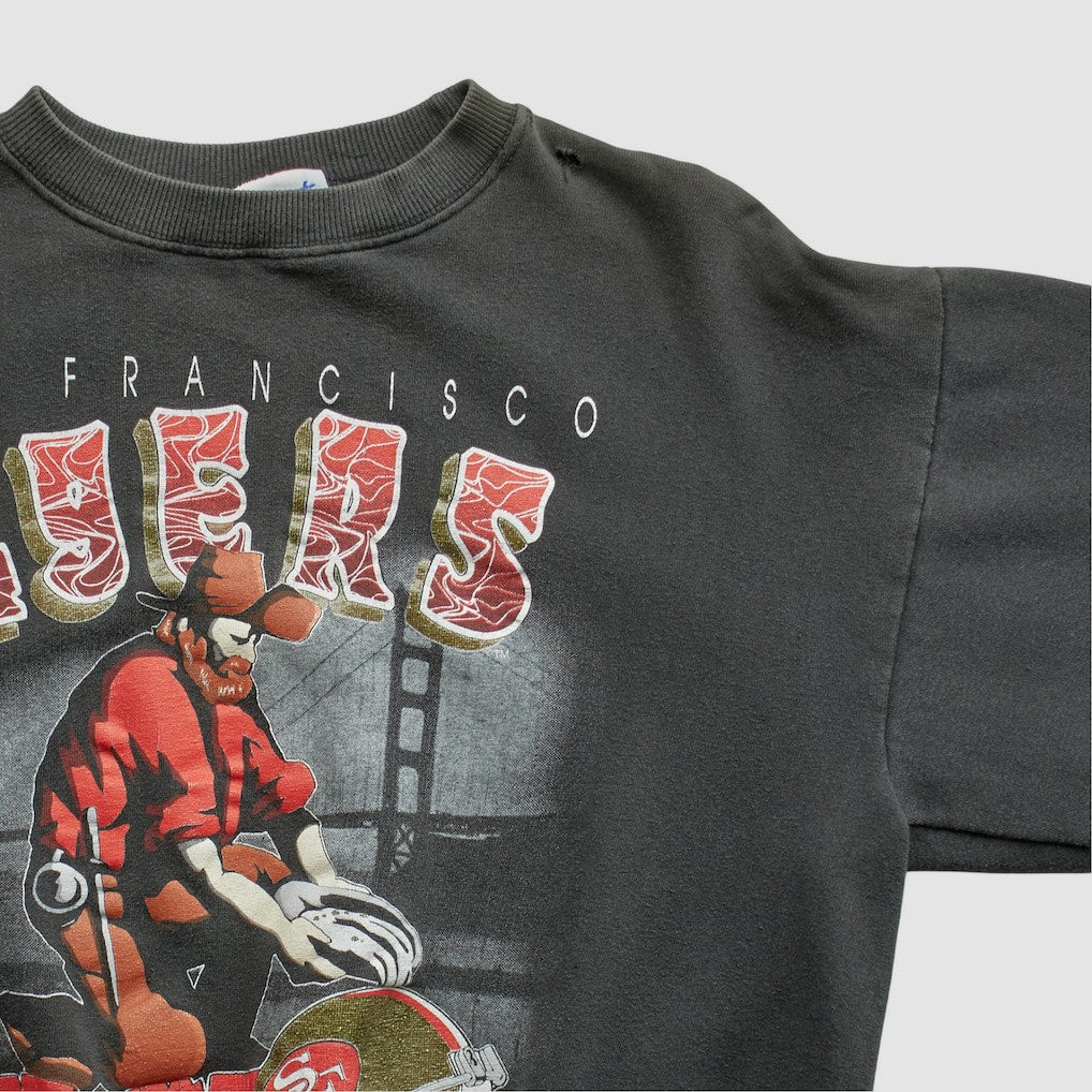 San Francisco 49ers All Out Fan 90s Pullover Sweatshirt - Black Vintage discount