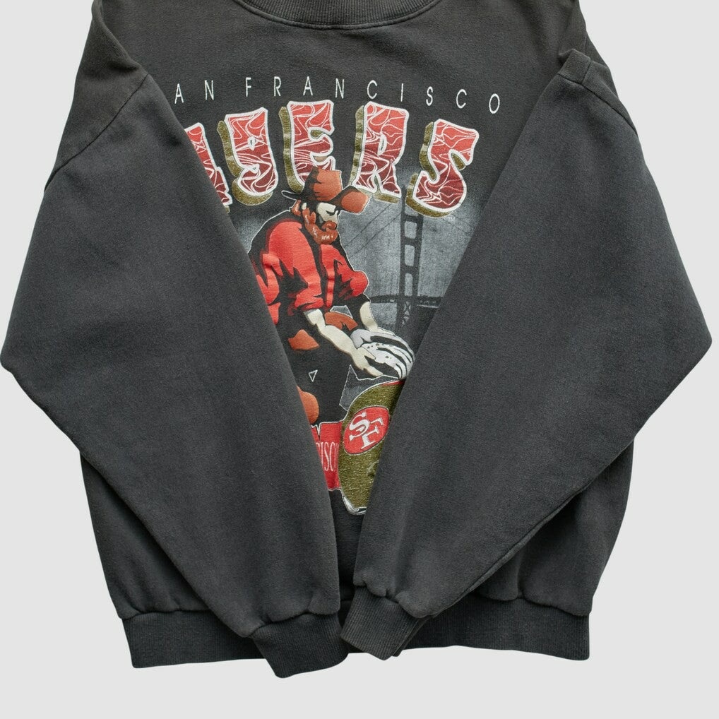 San Francisco 49ers All Out Fan 90s Pullover Sweatshirt - Black Vintage discount