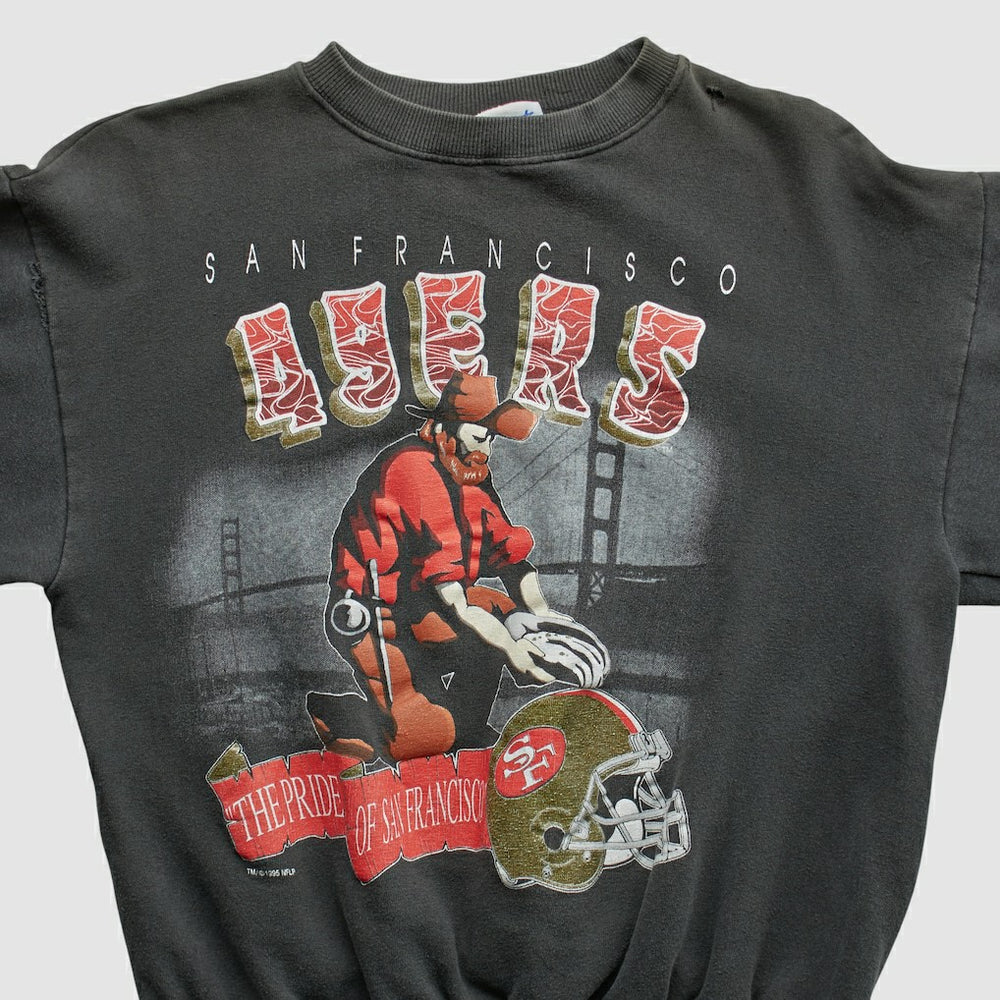 San Francisco 49ers All Out Fan 90s Pullover Sweatshirt - Black Vintage discount