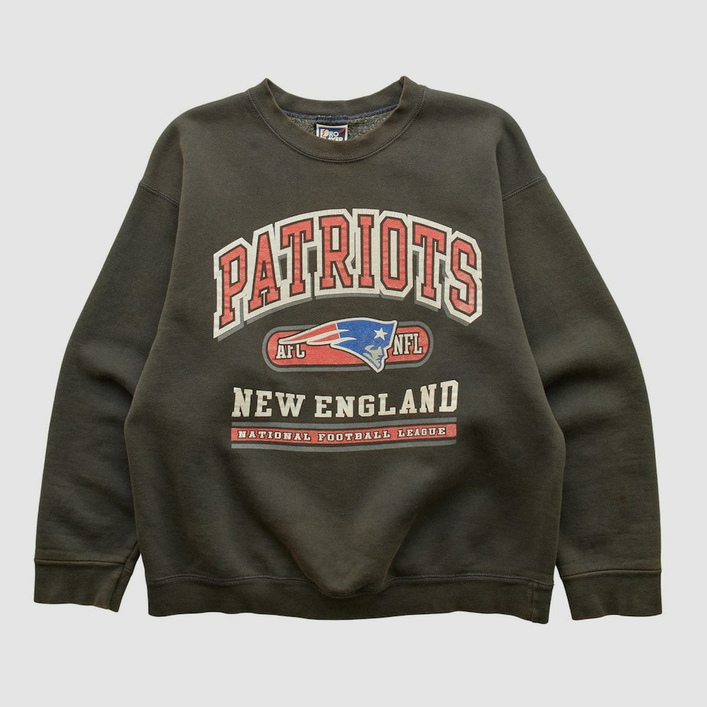 New England Patriots Pro Player 90s Pullover Sweatshirt - Charcoal Vintage for sale