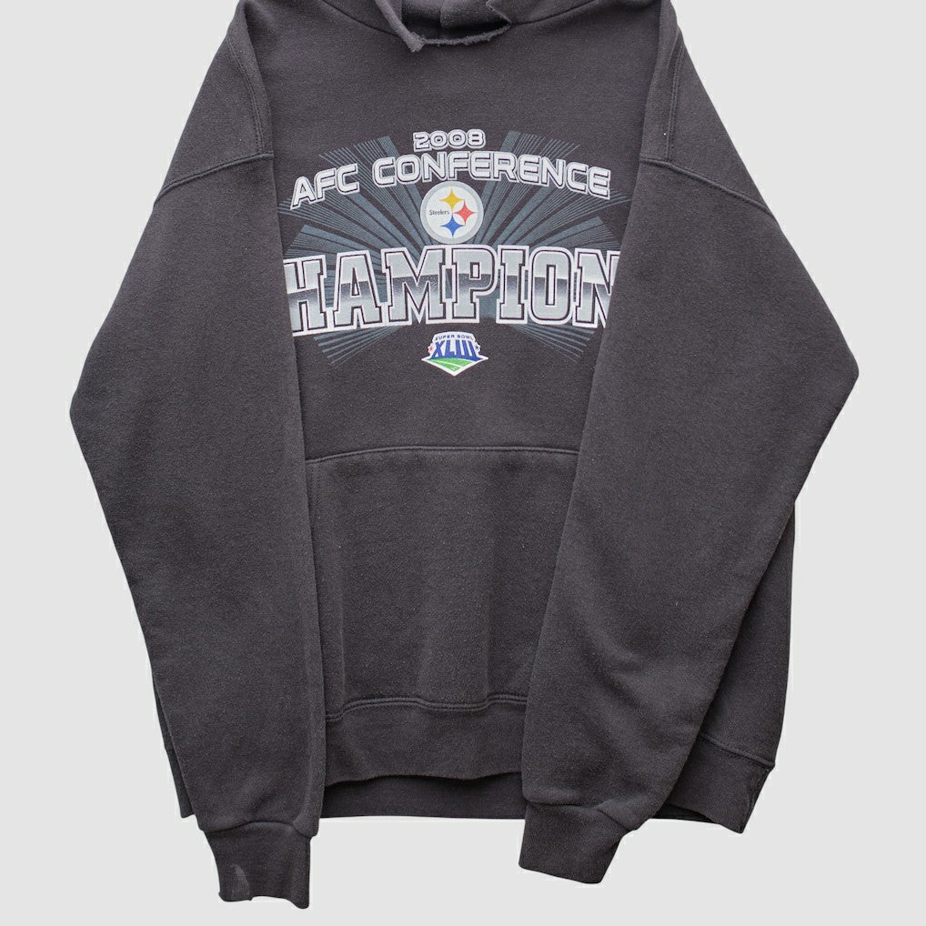 Pittsburgh Steelers NFL 2008 Hooded Pullover Sweatshirt - Black Vintage discount