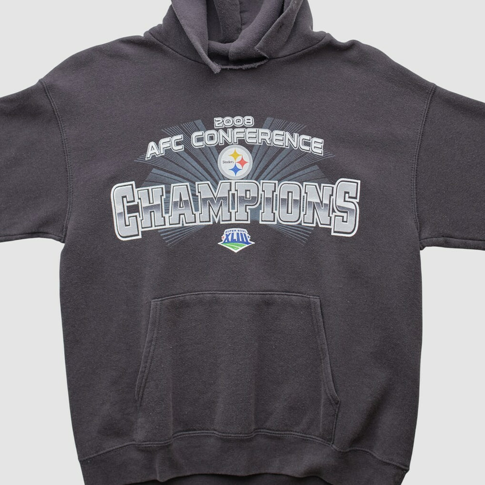 Pittsburgh Steelers NFL 2008 Hooded Pullover Sweatshirt - Black Vintage discount