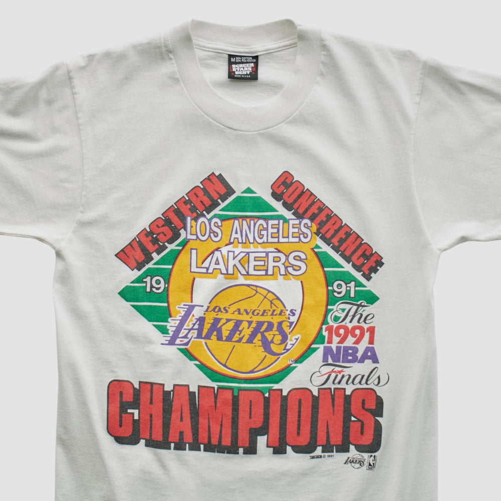 Los Angeles Lakers Screen Stars Best 1991 T-shirt - White Vintage | Vintage on sale