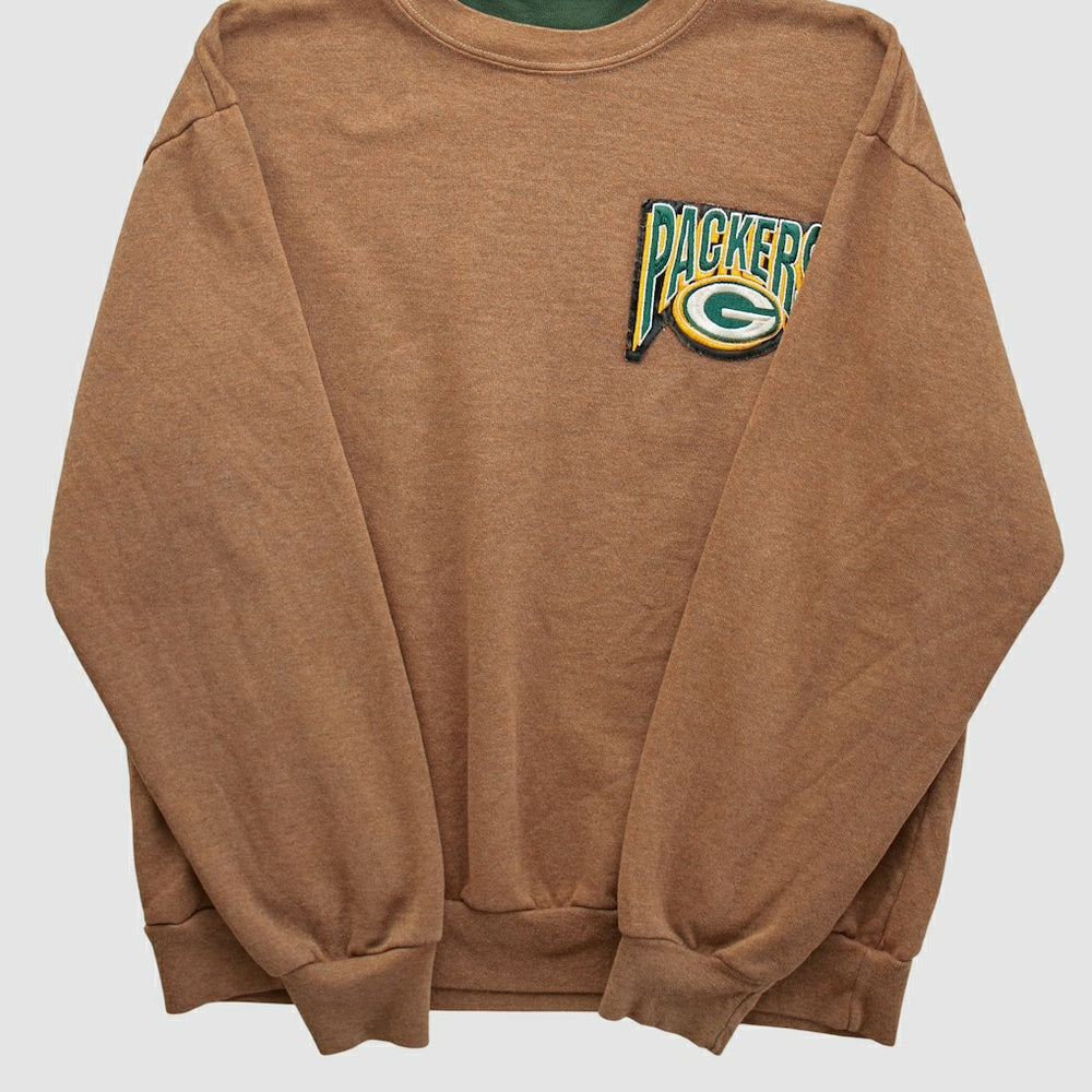 Green Bay Packers Majestic 90s Pullover Sweatshirt - Clay Vintage on sale