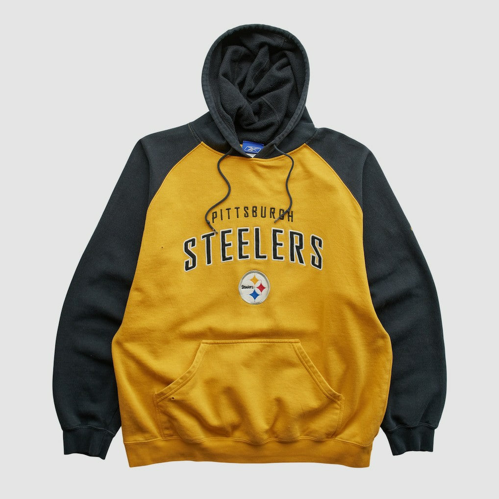 Pittsburgh Steelers Reebok 2000s Hooded Pullover Sweatshirt - Yellow Vintage on sale
