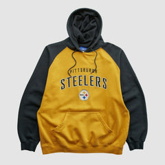 Pittsburgh Steelers Reebok 2000s Hooded Pullover Sweatshirt - Yellow Vintage on sale