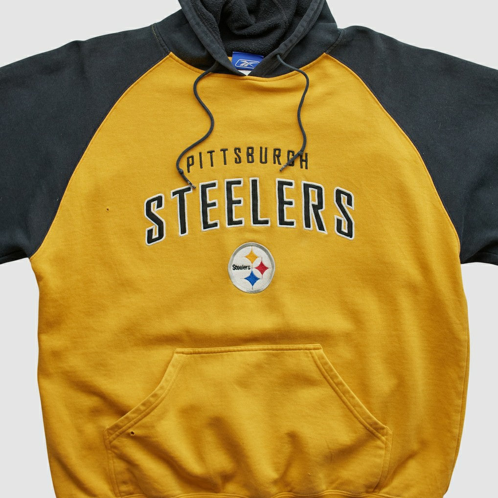 Pittsburgh Steelers Reebok 2000s Hooded Pullover Sweatshirt - Yellow Vintage on sale