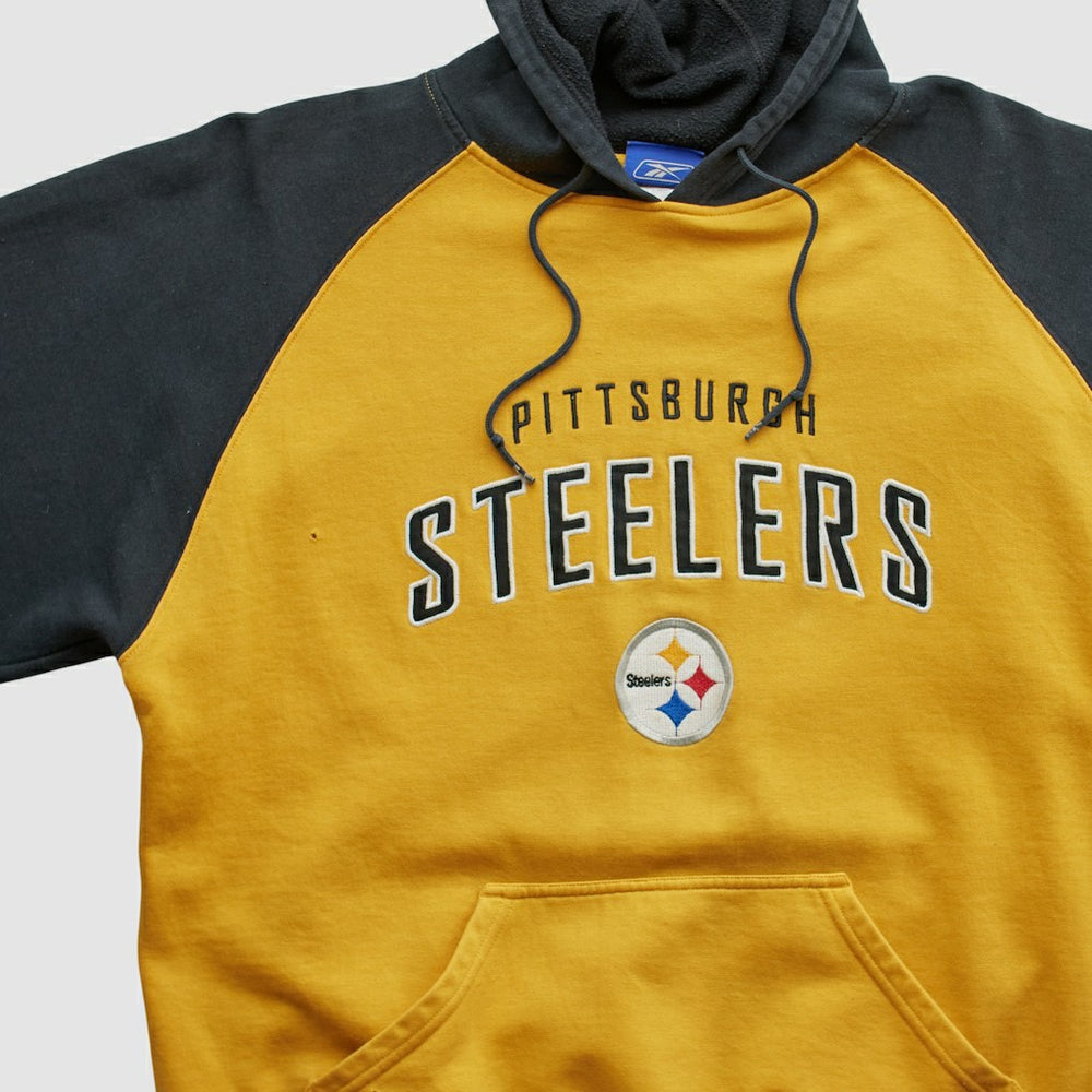 Pittsburgh Steelers Reebok 2000s Hooded Pullover Sweatshirt - Yellow Vintage on sale