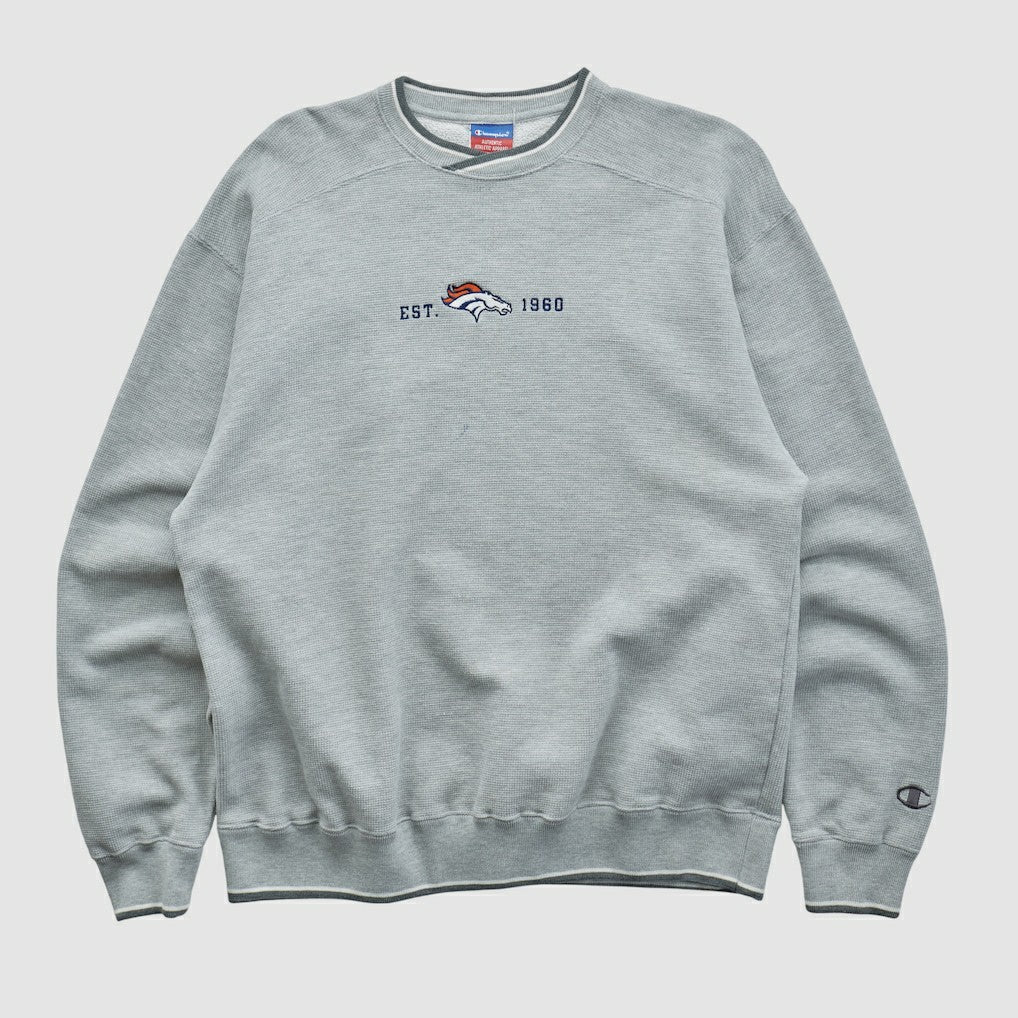 Denver Broncos Champion 2000s Pullover Sweatshirt - Heather Gray Vintage outlet