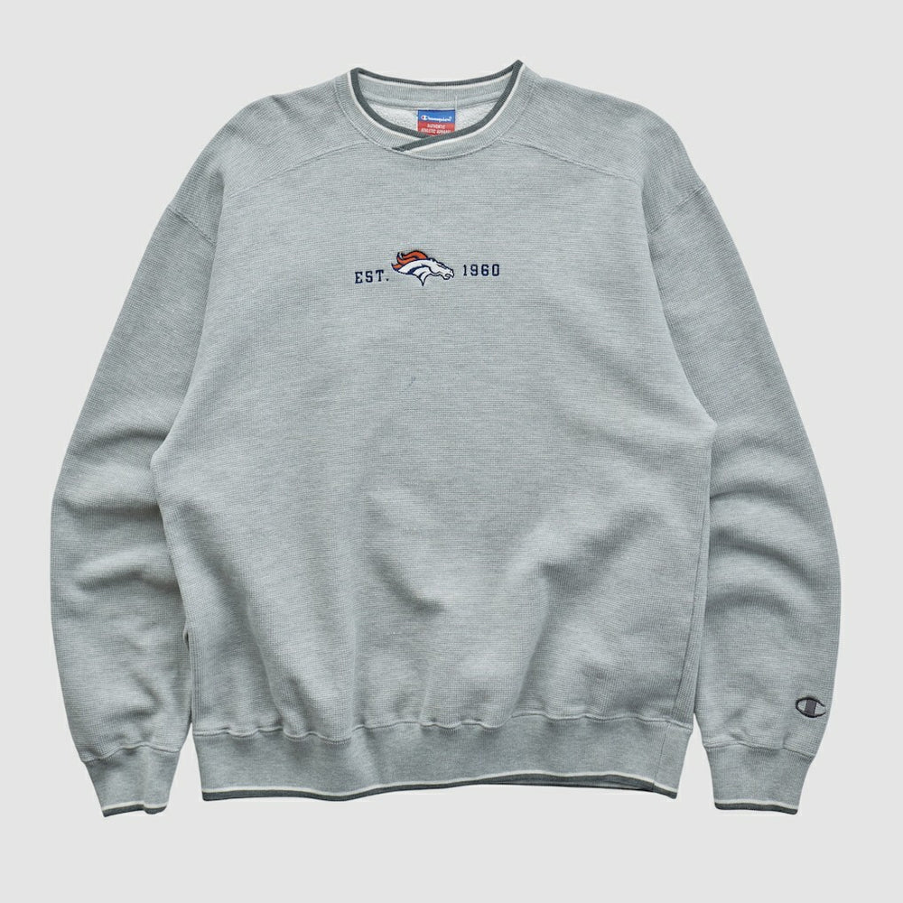 Denver Broncos Champion 2000s Pullover Sweatshirt - Heather Gray Vintage outlet