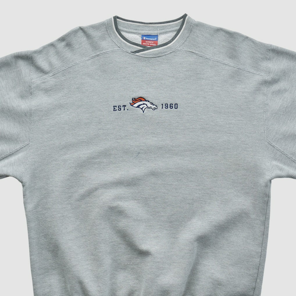 Denver Broncos Champion 2000s Pullover Sweatshirt - Heather Gray Vintage outlet