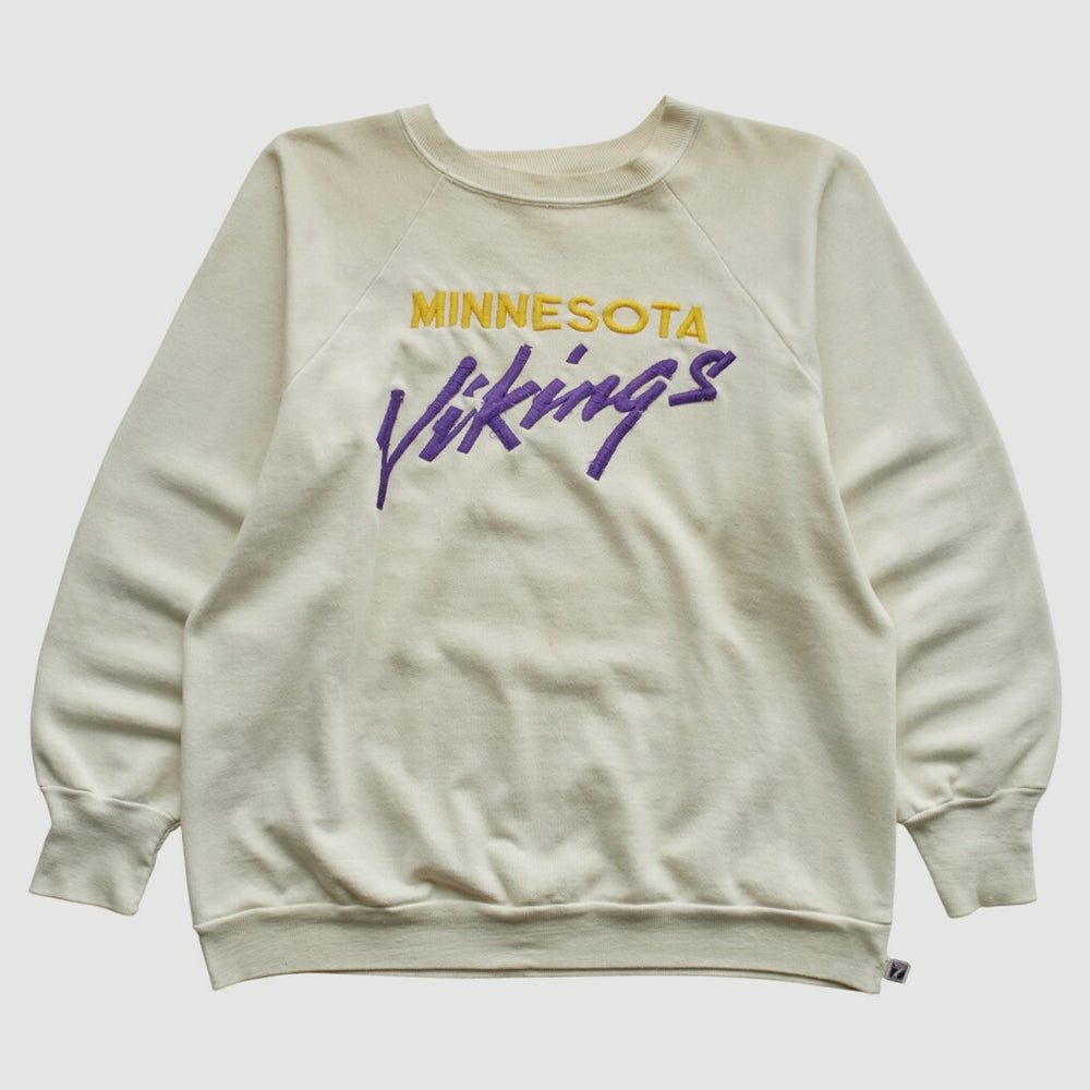 Minnesota Vikings Logo 7 80s Pullover Sweatshirt - White Vintage outlet