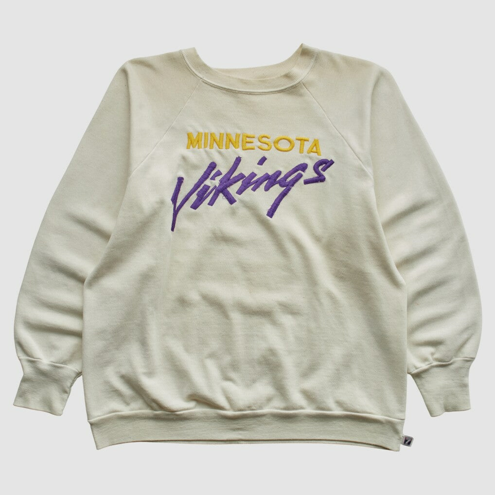 Minnesota Vikings Logo 7 80s Pullover Sweatshirt - White Vintage outlet