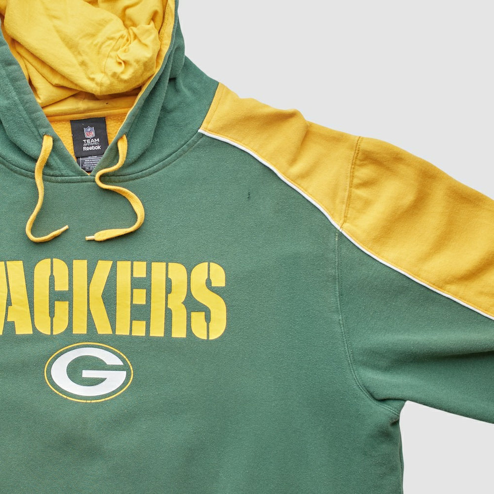 Green Bay Packers Reebok 2010s Hooded Pullover Sweatshirt - Green Vintage sale