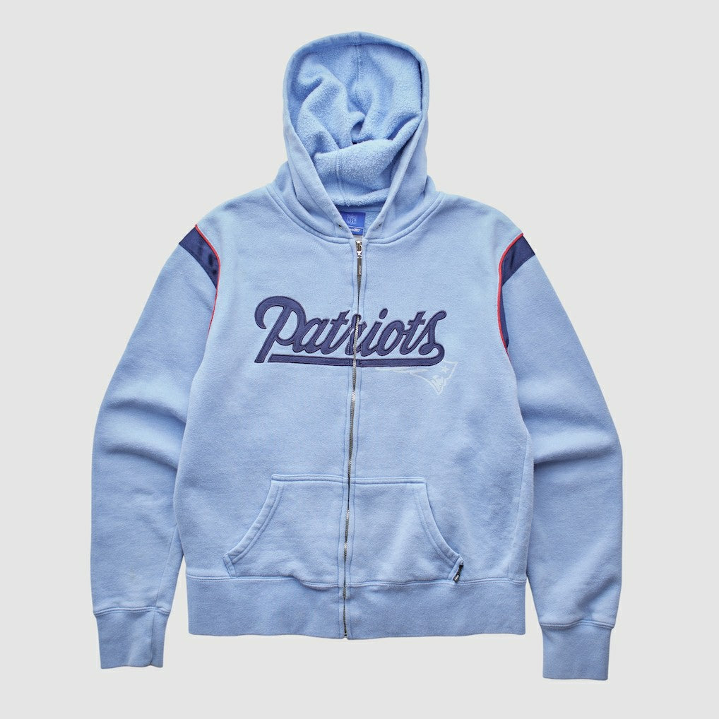 New England Patriots Reebok 2000s Hooded Full Zip Sweatshirt - Light Blue Vintage discount