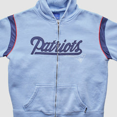 New England Patriots Reebok 2000s Hooded Full Zip Sweatshirt - Light Blue Vintage discount