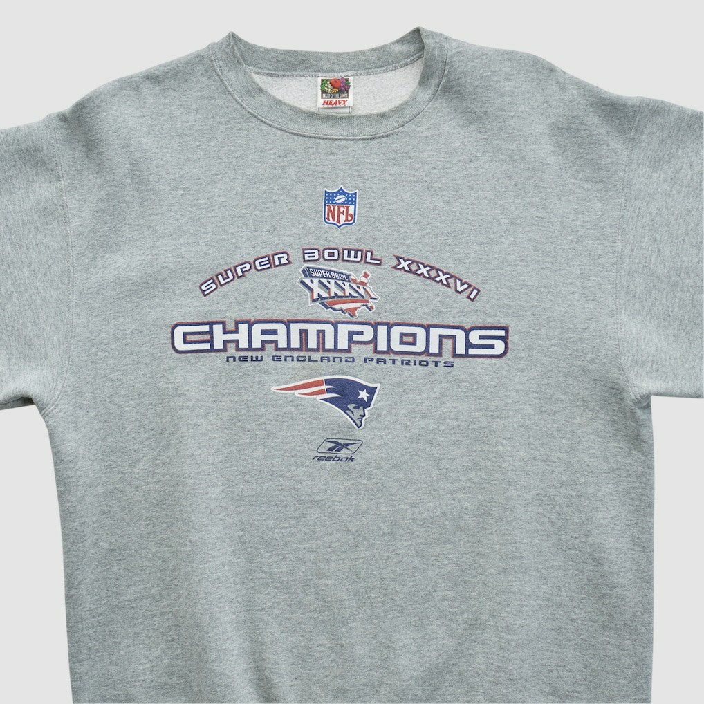 Super Bowl XXXVI Fruit of The Loom 2002 Pullover Sweatshirt - Heather Gray Vintage outlet