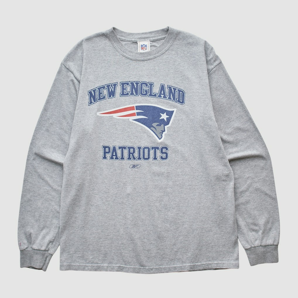 New England Patriots Reebok 2000s Long Sleeve T-shirt - Heather Gray Vintage sale