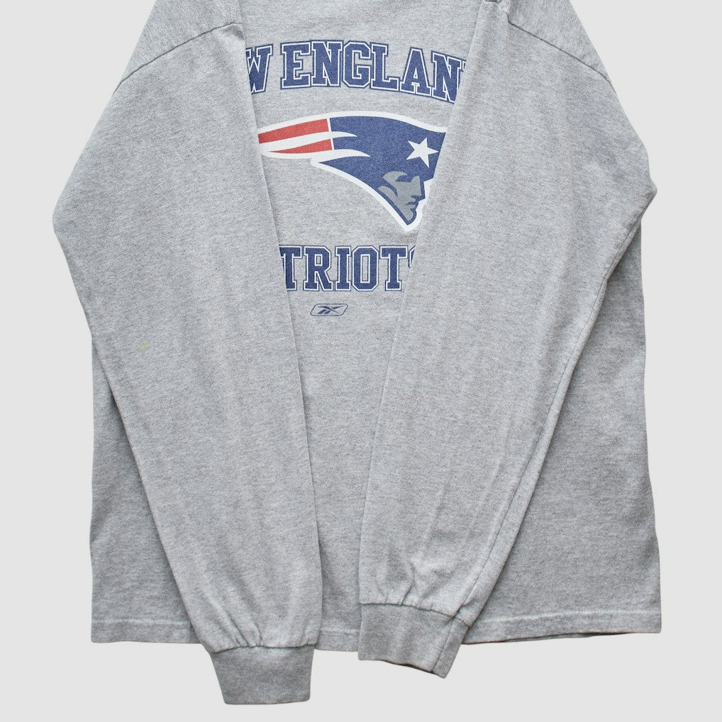New England Patriots Reebok 2000s Long Sleeve T-shirt - Heather Gray Vintage sale