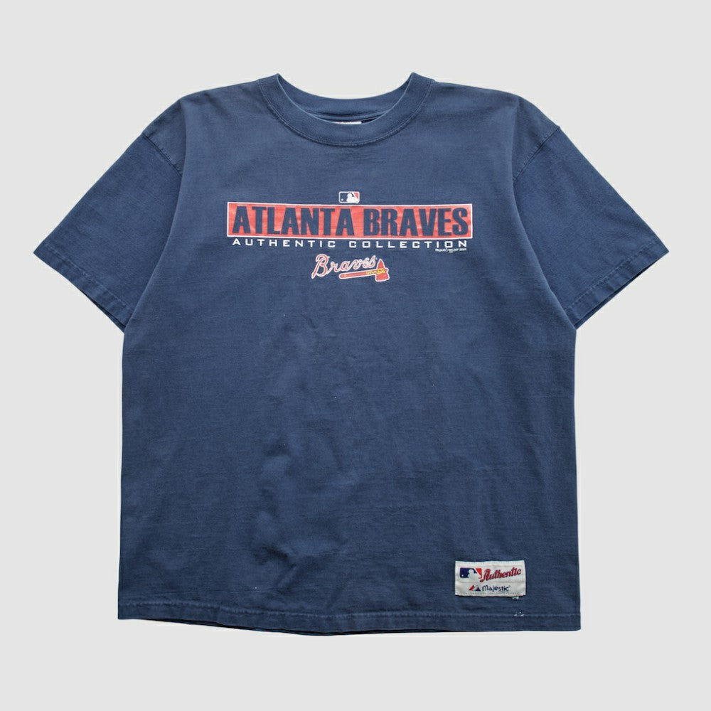 Atlanta Braves Majestic 2000s T-shirt - Navy Vintage