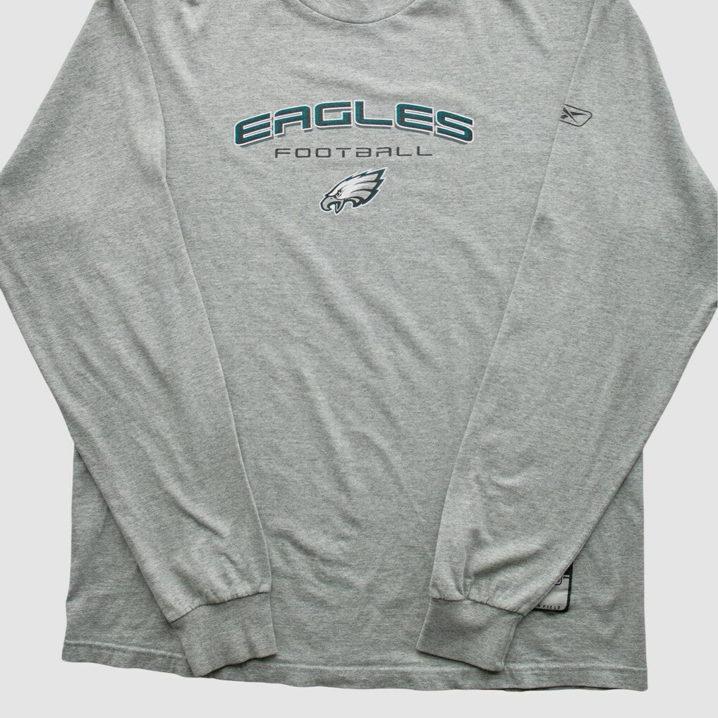 Philadelphia Eagles Reebok 2000s Long Sleeve T-shirt - Heather Gray Vintage cheap
