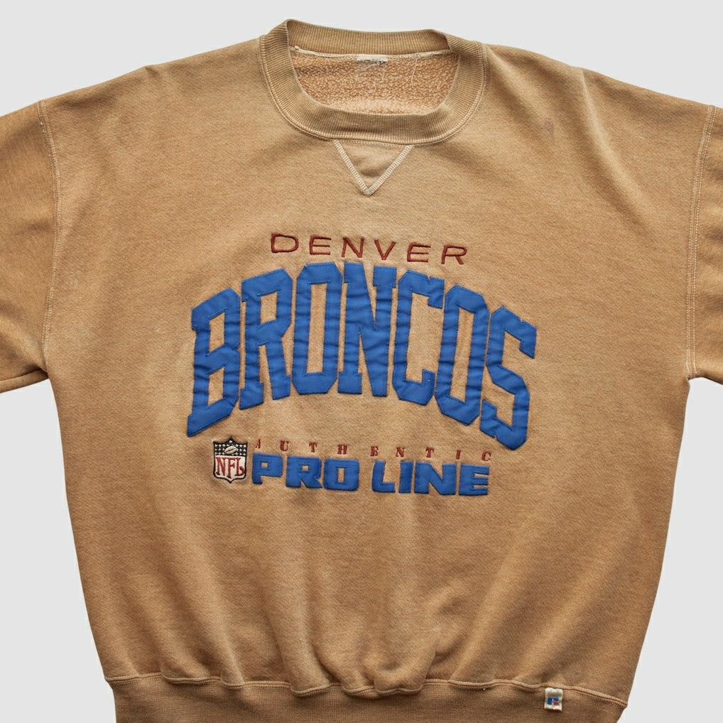 Denver Broncos 90s Pullover Sweatshirt - Tan Vintage discount